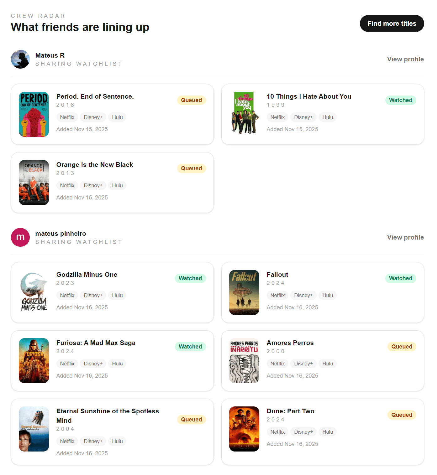 See What Friends Are Lining Up